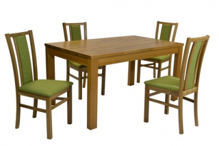 stôl Serena dub masiv+4xstolička D400 dub 